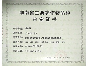 湖南省主要農(nóng)作物品種審定證書